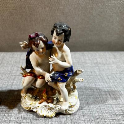 Antique Dresden Saxony Porcelain Statues 2 Winter and Summer 