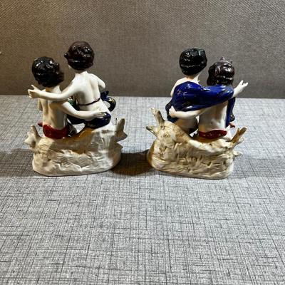 Antique Dresden Saxony Porcelain Statues 2 Winter and Summer 