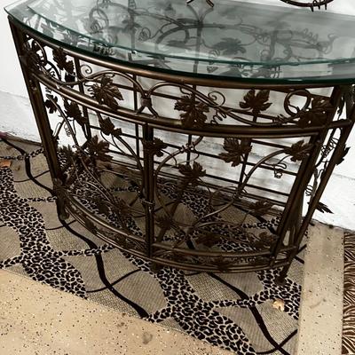 Wrought Iron Metal Credenza with mirror, 