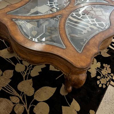 Large Coffee Table, Cabrio Leg French Provincial Fruit Wood 