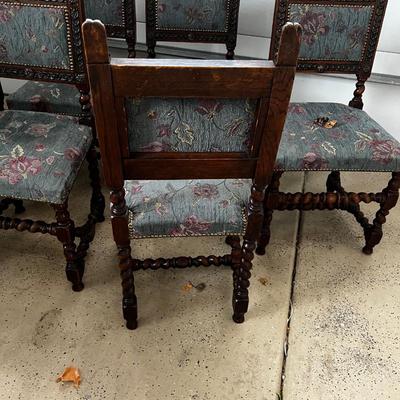 Six English Oak Carved Chairs. C.1890