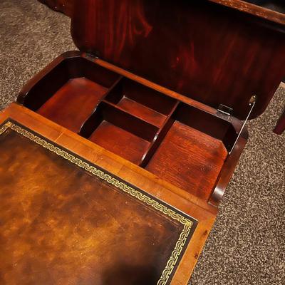 Flame Mahogany Leather Top, Duncan Fife Style Table 