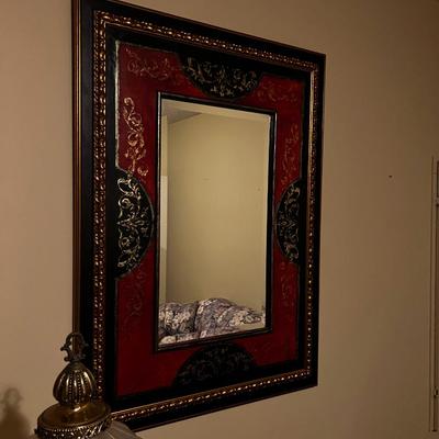 Red & Black Leather & Gilded Mirror, Highly Un-usual! 