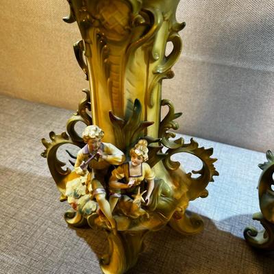 Pair of Royal Dux Art Nouveau Vases MARKED Saxony 