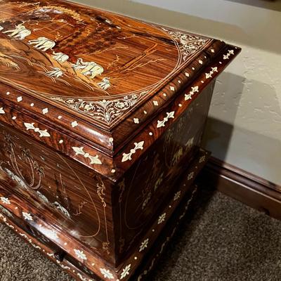Vintage Chest with Inlay of Elephants, AWESOME