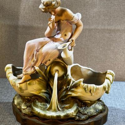 Art Nouveau Woman at Fountain Royal Dux 