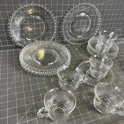 Candle Wick Cups & Saucers (8) Dessert Plates (7) 