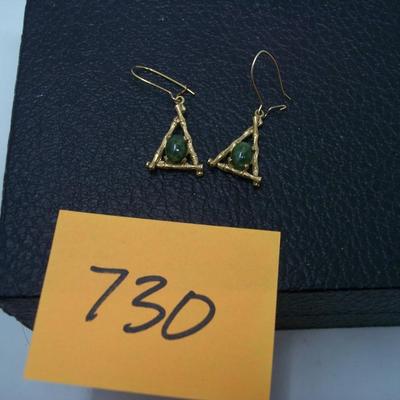 Oriental Dangle Earrings Jade & 14K gold