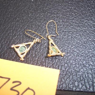 Oriental Dangle Earrings Jade & 14K gold
