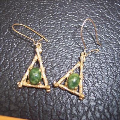 Oriental Dangle Earrings Jade & 14K gold