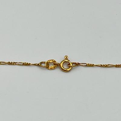 14K YG ~ 16â€ Figaro Link Necklace With Heart Pendant With Center Diamond