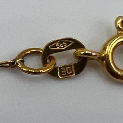 14K YG ~ 16â€ Figaro Link Necklace With Heart Pendant With Center Diamond