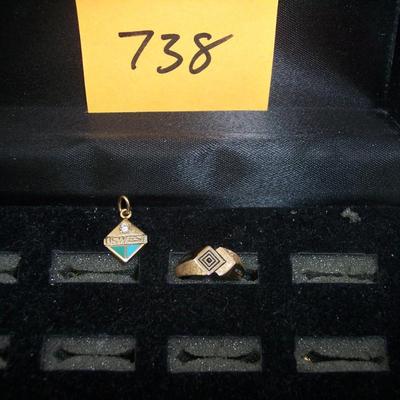 US West Award Ring & Pendant w/ Diamond 14K gold