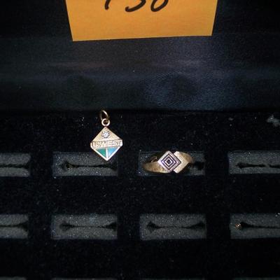 US West Award Ring & Pendant w/ Diamond 14K gold