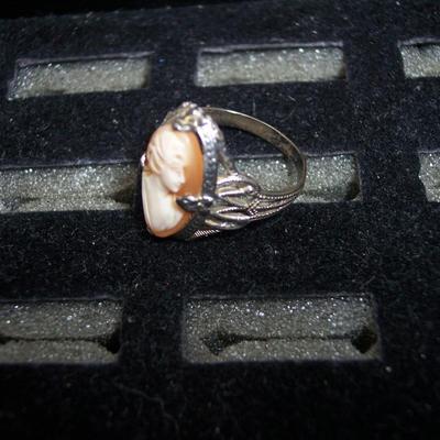 Sterling Silver Filigree Cameo Ring