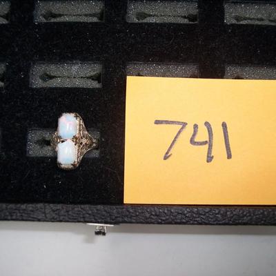 14K Gold Opal Filigree Edwardian Ring