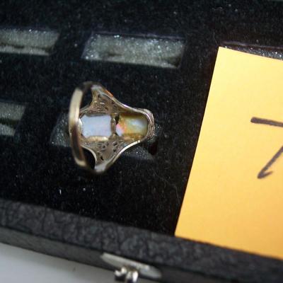 14K Gold Opal Filigree Edwardian Ring