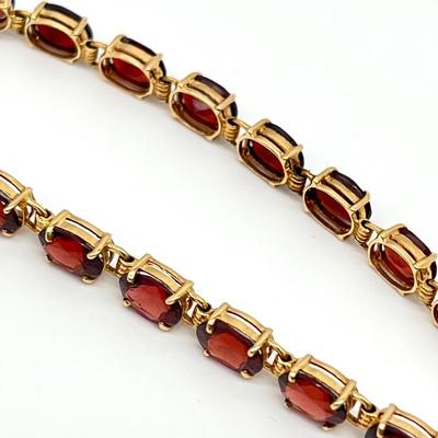 14K YG ~ 7â€ Bracelet ~ Red Garnet Stones