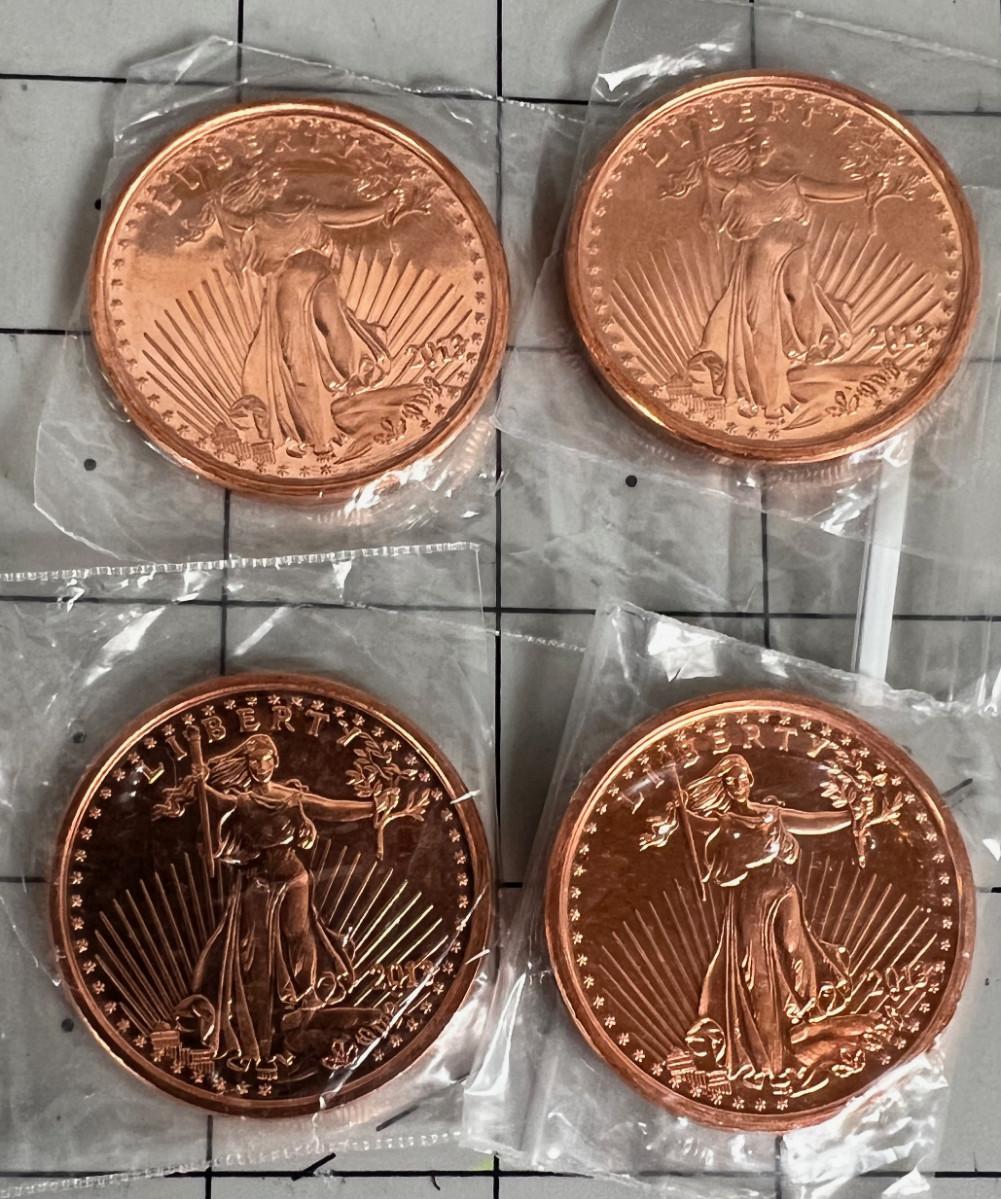 One Ounce Copper Bullion (4) Walking Liberty