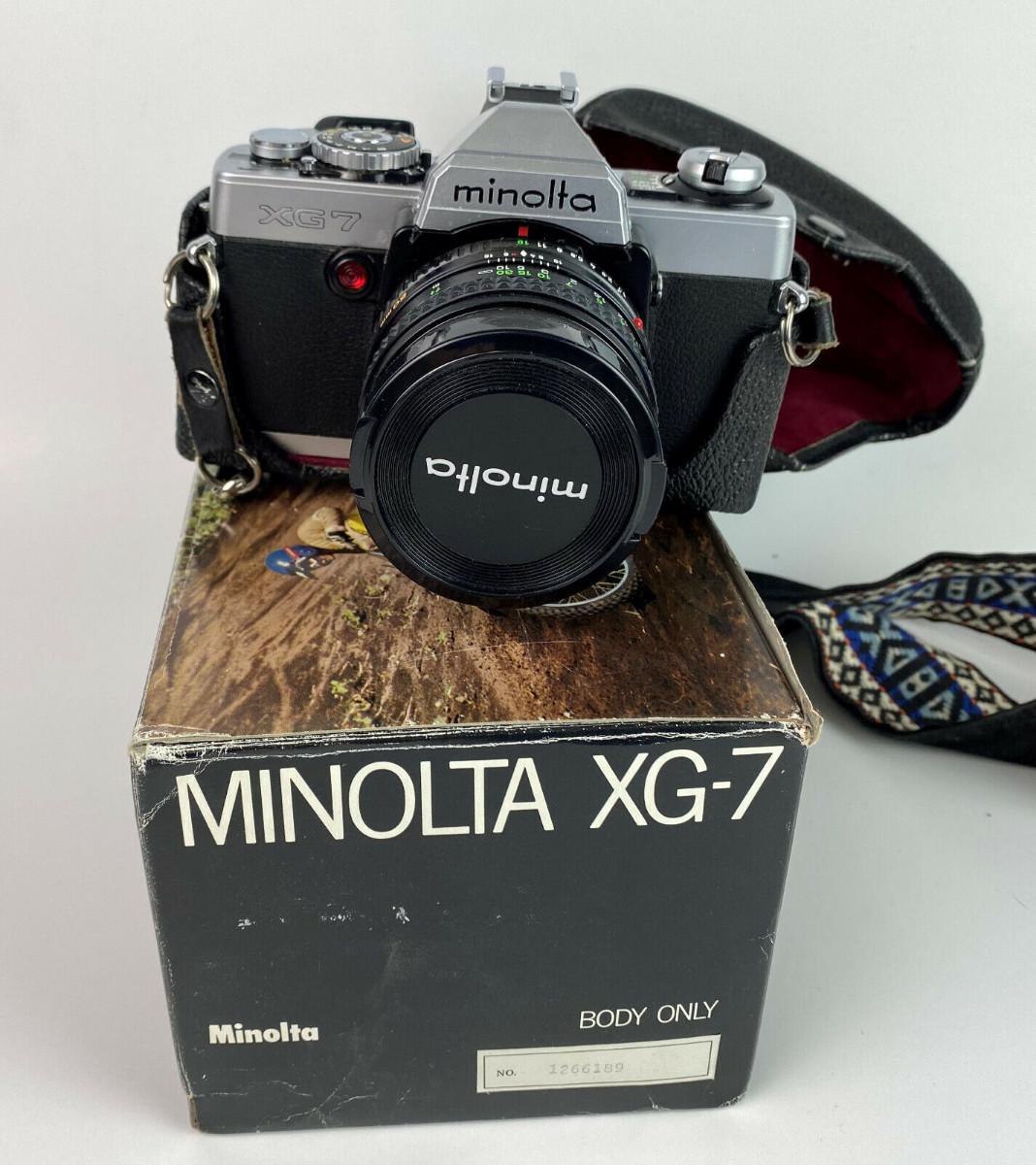 MINOLTA XG7 35mm SLR FILM CAMERA & 3 LENSES PLUS