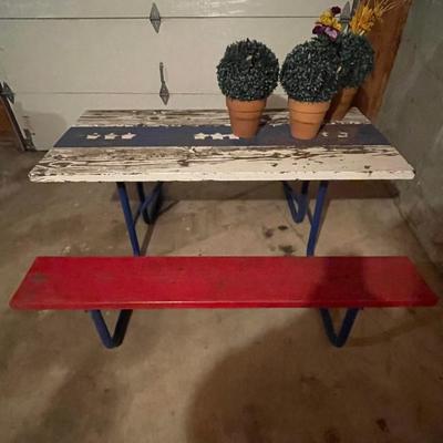 Rustic picnic table  Red,White and Blue