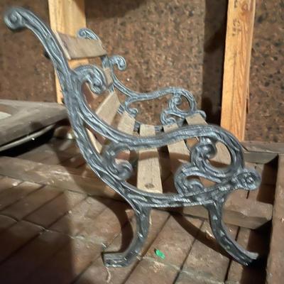 Miniature wrought and wood bench