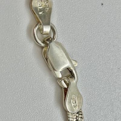 LOT 27C: 16â€ Silver Italian Necklace & 24â€ Herringbone Necklace