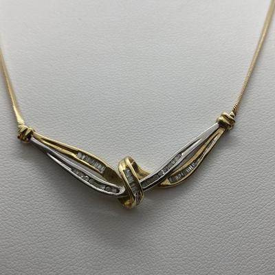 LOT 28C: 10K Two Tone Diamond Necklace