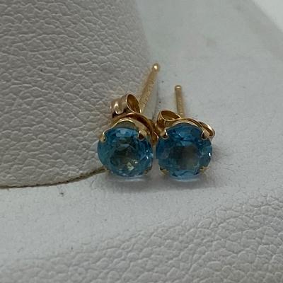 LOT 35C: 10K Blue Topaz Posts, Sterling Silver Ball &Chain Earrings & More