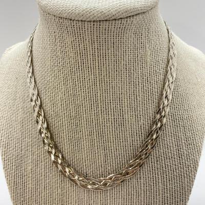 LOT 37: 15â€ Sterling Silver MD 28V Braided Necklace & 18â€ Sterling Rope Chain