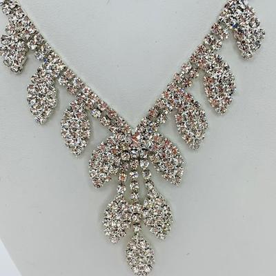 LOT 43R: Rhinestone & Earring Necklace Set