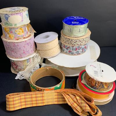 LOT 75R: Crafty Lot: Ribbons, Sewing Kits, Solar Flowers Apron Pattern, 12 x 12 Frames