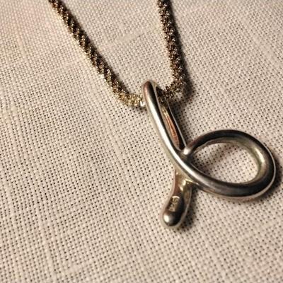 16" 925 Thick Unique Italian Chain With Modernist Retro 925 Design Pendant