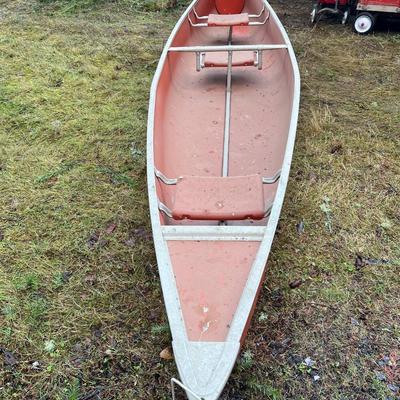 Coleman Company 17 Ft Orange 3 Seater Canoe Row Boat with Pair of Oars