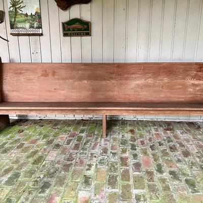 Large Antique 10 Ft Solid Wood Church Pew