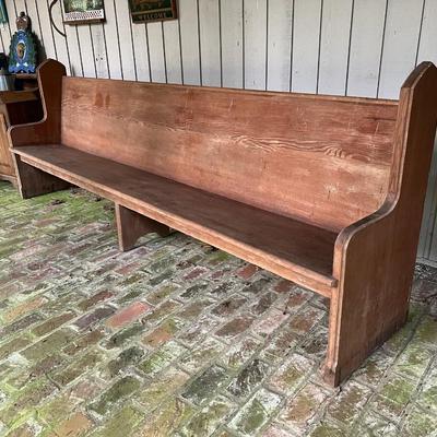 Large Antique 10 Ft Solid Wood Church Pew