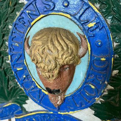 Vintage Royal Canadian Mounted Police Buffalo Badge Wall Plaque of Painted Heavy Metal