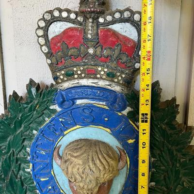 Vintage Royal Canadian Mounted Police Buffalo Badge Wall Plaque of Painted Heavy Metal