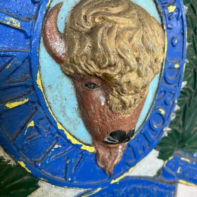 Vintage Royal Canadian Mounted Police Buffalo Badge Wall Plaque of Painted Heavy Metal