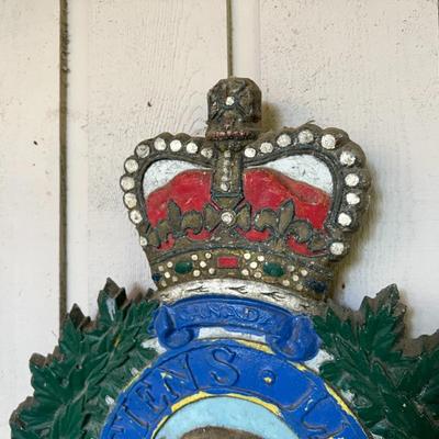 Vintage Royal Canadian Mounted Police Buffalo Badge Wall Plaque of Painted Heavy Metal