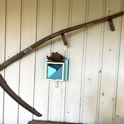 Antique Primitive Seymour Manufacturing Wood Scythe Sickle with Curved Blade