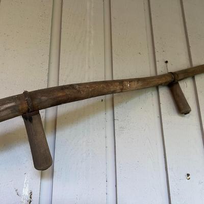 Antique Primitive Seymour Manufacturing Wood Scythe Sickle with Curved Blade