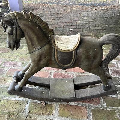 Antique Carved Wood Rocking Horse