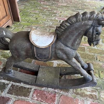 Antique Carved Wood Rocking Horse