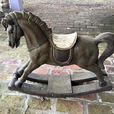 Antique Carved Wood Rocking Horse