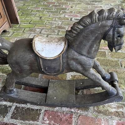 Antique Carved Wood Rocking Horse
