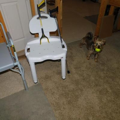 CAREX SHOWER CHAIR, BED SIDE POTTY CHAIR, GRABBER AND CANE