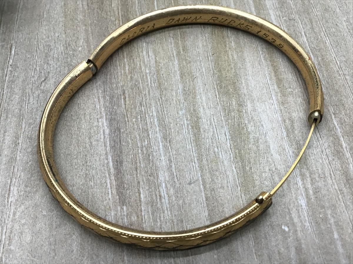 Vintage Kiddie Kraft Gold Fill Engraved Bangle Bracelet EstateSales