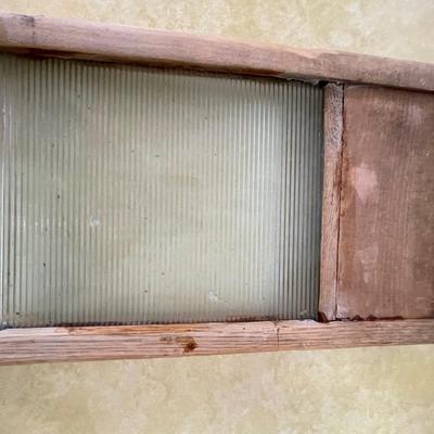 Old glass & wood washboard
