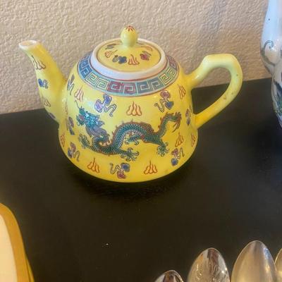 Small yellow Dragon Tea Pot